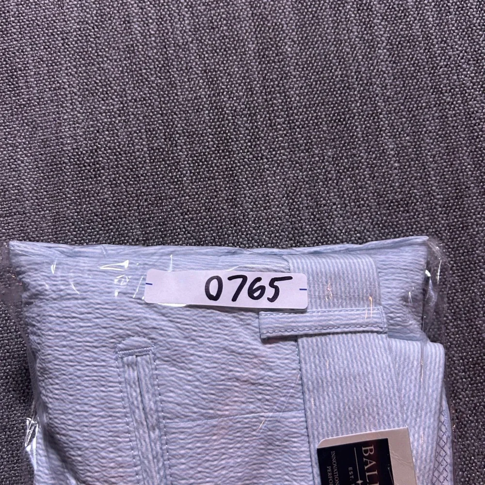 Ballin Mansfield Relaxed Fit Pants Mens 34 (Fits 35x36) Blue Seersucker Stripe